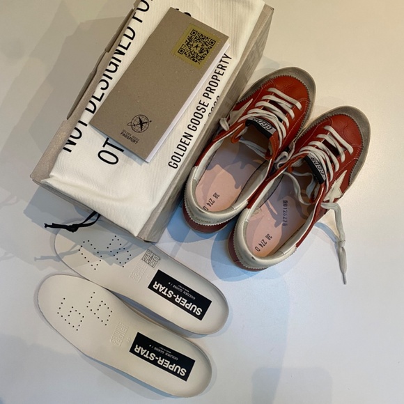 Golden Goose Superstar Penstar Sneaker Orange Leather/White/Ice sz 38 New in Box - Picture 4 of 12